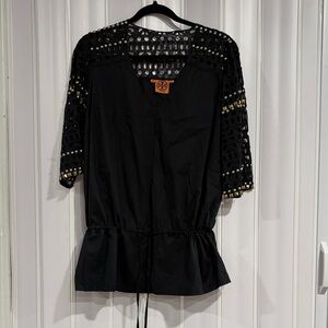 Tory Burch Black Blouse with Lace Detail